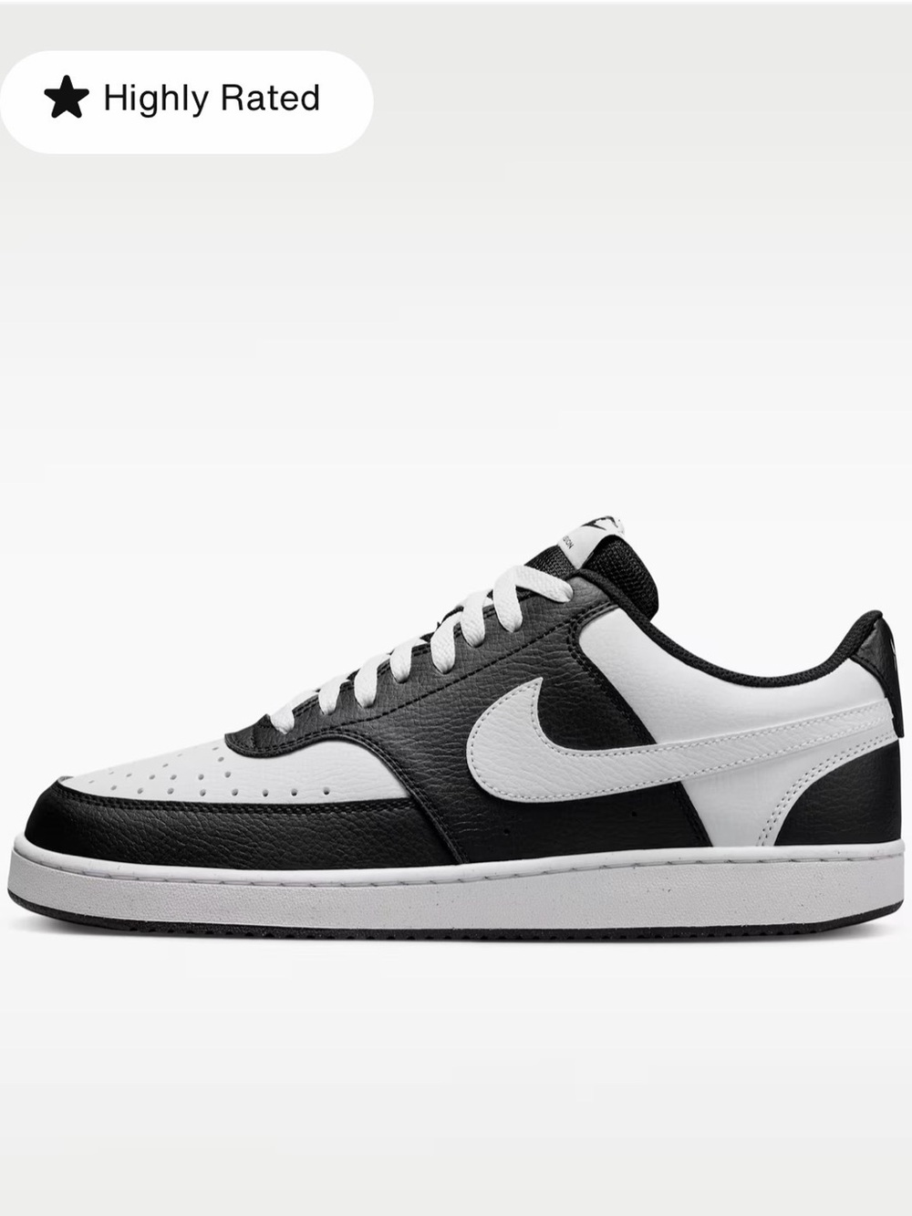 Nike Men’s Black and White Low-Top Sneakers with Light Gray Laces